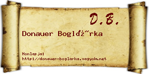 Donauer Boglárka névjegykártya